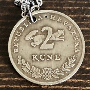 Croatia Coin Necklace 2 Kune Croatian Personal Pendant Old Vintage Handmade Jewelry Gift Friend Charm For Him Her World Coin Collector
