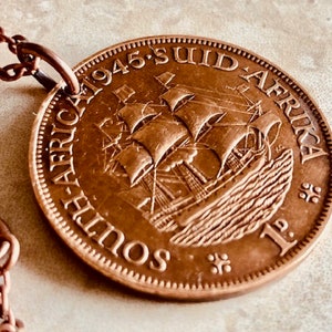 Afrique du Sud collier pièce de monnaie pendentif Africka personnel ancien vintage bijoux faits main cadeau ami charme pour lui son monde collectionneur de pièces