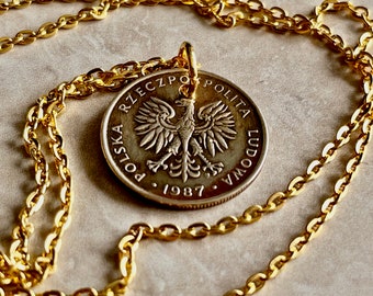 Poland Pendant Coin 5 ZT Polish Coin Necklace Jewelry Custom Charm Gift For Friend Coin Charm Gift For Him, Her, World Coins Collector