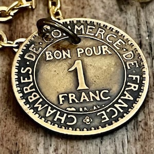 France Coin Necklace Pendant 1 Franc Chambres de Commerce Personal Handmade Jewelry Gift Friend Charm For Him Her World Coin Collector