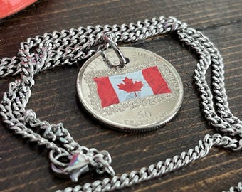 本物の1965年カナダ銀貨50セント（ハーフダラー） - レインボーカラー