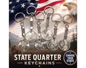 Handmade State Quarter Keychain, Choose Your State, Genuine