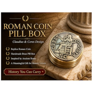 Roman Coin Pill Box Claudius Ceres Replica Ancient Rome Keepsake Box Mythology Gift for Collector Brass Pill Case