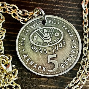 Macedonia Coin Necklace 5 Denair Pendant Vintage Rare Coins Bull Viking Coin Enthusiast Fashion Accessory Handmade