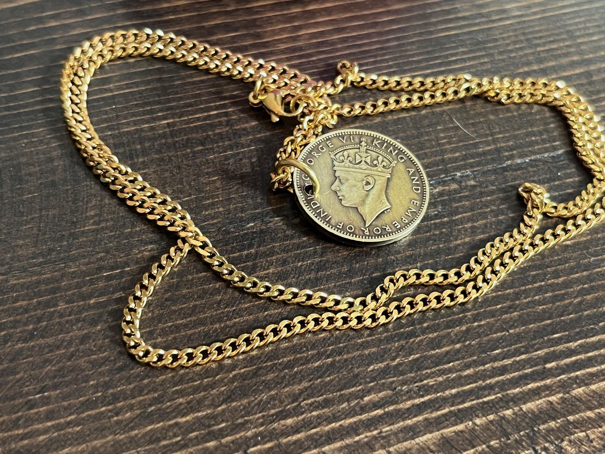 ジャマイカコインネックレス - ハーフペニーペンダント（ハンドメイド 