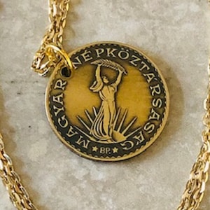 Hungary Coin Pendant Hungarian 10 Forint MAGYAR NÉPKÖZTÁRSASÁG  Personal Necklace Jewelry Gift Friend Charm For Him Her World Coin Collector