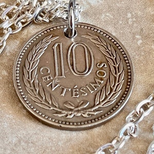 Uruguay Coin Necklace Uruguayan 10 Centesimos Pendant Personal Old Vintage Handmade Jewelry Gift Friend Charm Him Her World Coin Collector