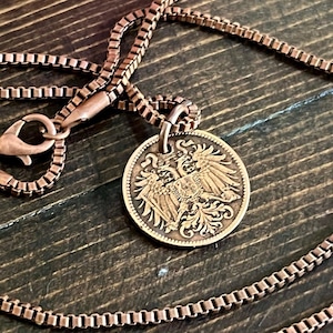 Germany Coin Necklace – 1897 2 Pfennig Rentenpfennig Pendant | Vintage German Coin Charm Handmade Custom Gift for Him or Her History Lovers