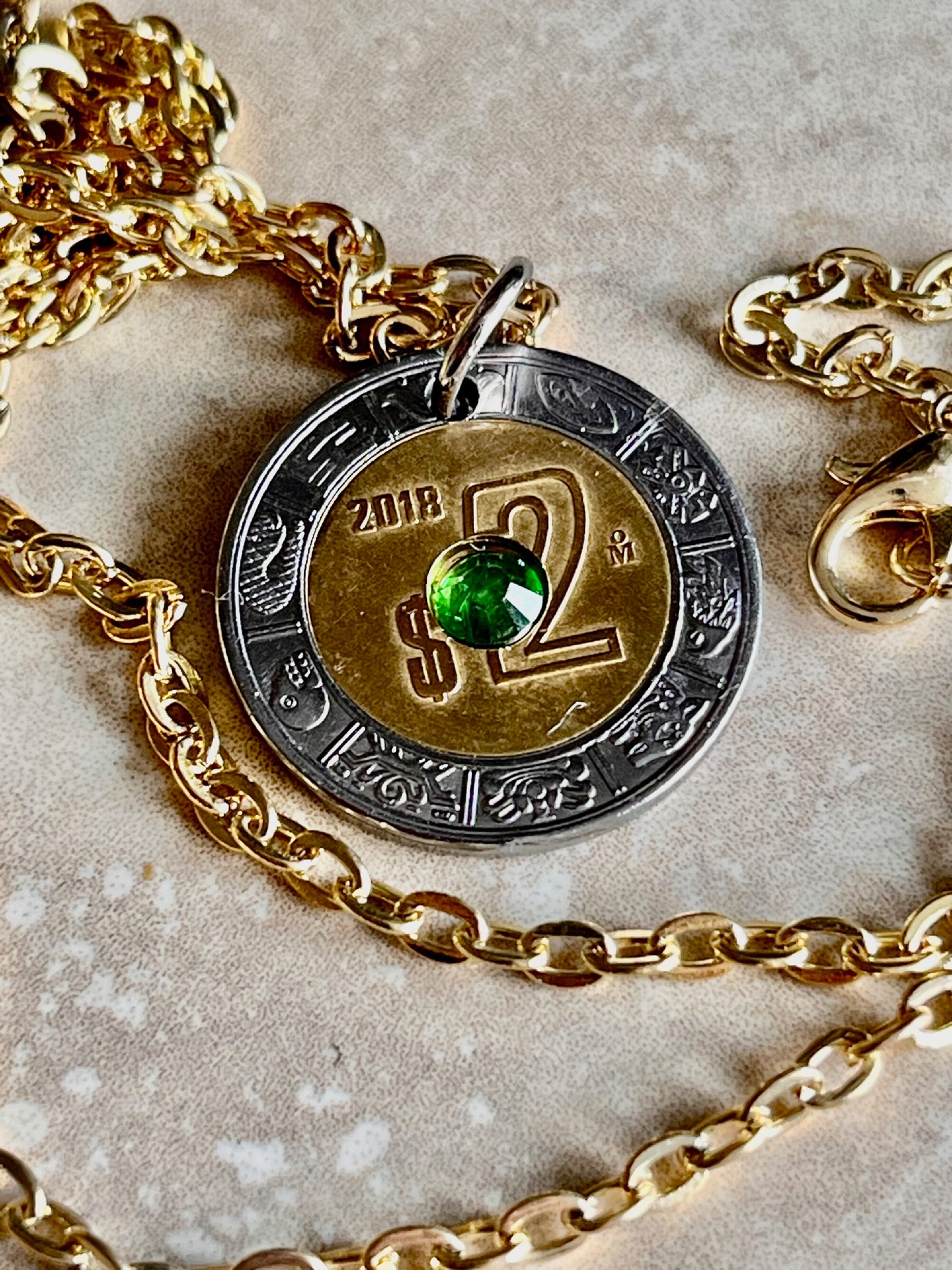 メキシココインペンダント、メキシコ2ドルネックレス、カスタムメイド 