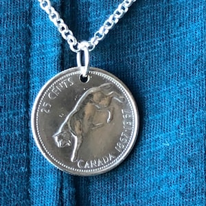 Canadian Quarter Coin Pendant Necklace Canada 1967 Silver 25 Cents Jewelry Custom Made Vintage and Rare coins - Coin Enthusiast