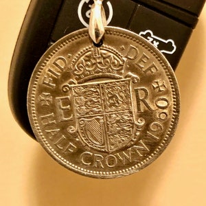 Britain Coin Keychain British Half Crown United Kingdom Rare Find Vintage Antique Finished By Hand Personal & Limited Supply
