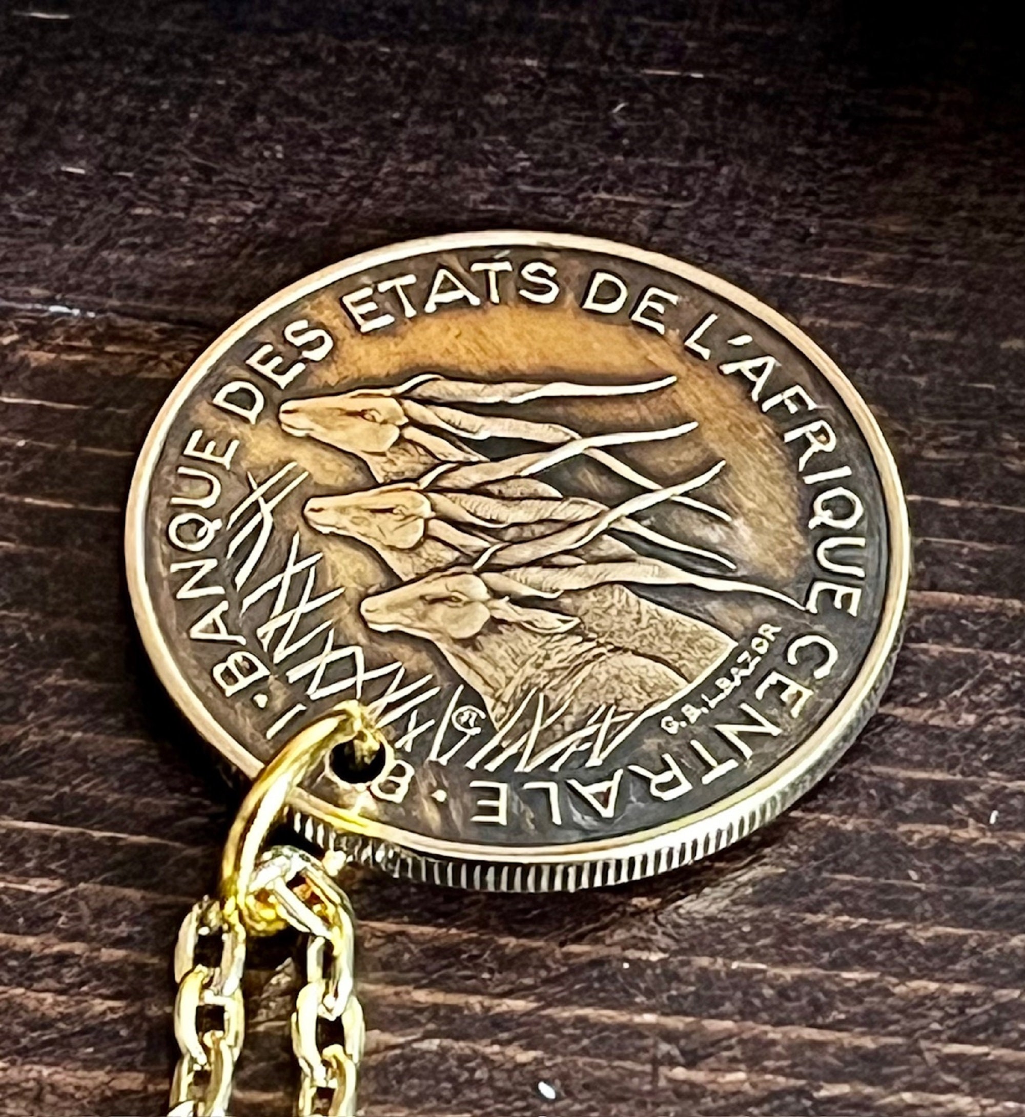 Cameroon Coin Necklace – 25 Francs Pendant Handmade | Vintage