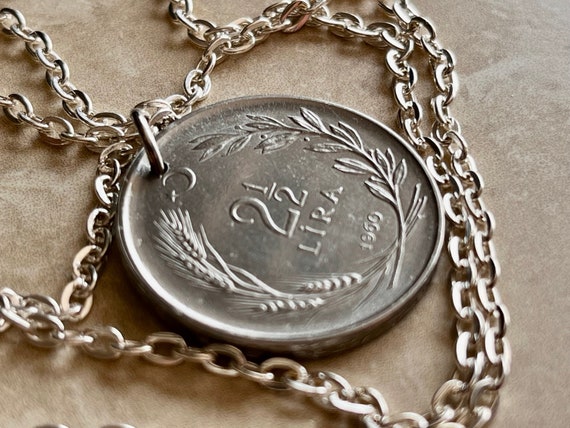Turkey Coin Necklace Turkish 2 1 2 Lira Bin Lira Personal Old