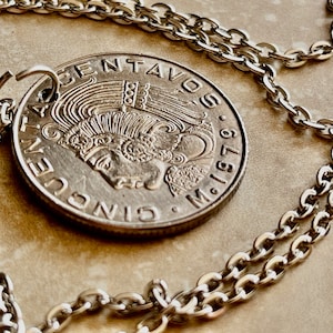 Mexico Coin Pendant Mexican Cincuenta 50 Centavos Personal Necklace Old Handmade Jewelry Gift Friend Charm For Him Her World Coin Collector