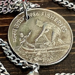 India Coin Necklace 50 Paise Pendant Vintage Personal Necklace Vintage Handmade Jewelry Gift Friend Charm For Him Her World Coin Collector