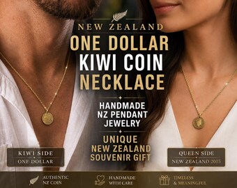 手作りのニュージーランド1ドル硬貨ペンダントネックレス – キウイ鳥