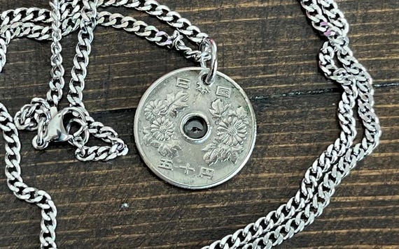 Japan Coin Necklace 50 Yen Pendant Japanese Personal