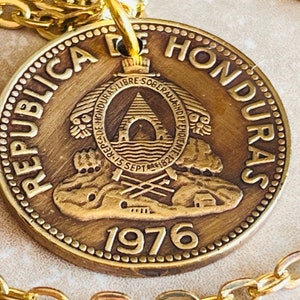 Honduras 10 Centavos Lempira Collar personal antiguo vintage hecho a mano joyería regalo amigo encanto para él su coleccionista de monedas mundial