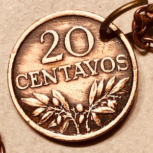 Portugal Coin Pendant Portuguese Centavos Personal Necklace Old Vintage Handmade Jewelry Gift Friend Charm For Him Her World Coin Collector
