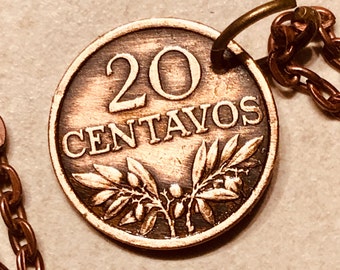 Portugal Coin Pendant Portuguese Centavos Personal Necklace Old Vintage Handmade Jewelry Gift Friend Charm For Him Her World Coin Collector