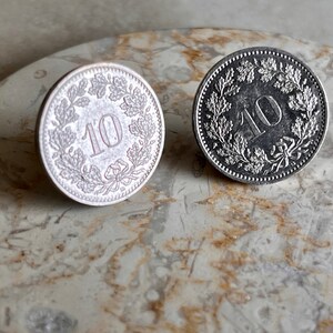 Suisse 10 Rappen Coin Boucles D&#39;oreilles Ensemble Francs Suisse Bijoux Faits À La Main Cadeau Ami Charme Pour Lui Son Monde Collectionneur