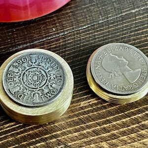 UK Coin pilulier shilling Scotch Thistle laiton transparent scellé vintage tabatière souvenir cadeau pour homme bijoux cadeau de garçon d'honneur