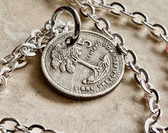 Colar com pingente de moeda da Guatemala, 5 centavos, feito à mão, personalizado, presente para amigo, presente para ele, colecionador de moedas, moedas do mundo
