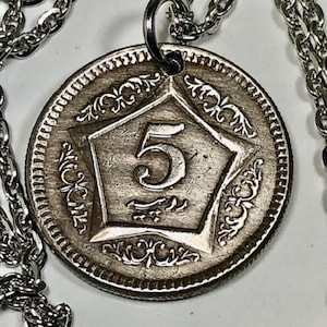 Pakistan 5 Rupees Coin Pendant – Vintage Handmade Necklace | Personal Jewelry Gift for Him or Her | Unique Pakistani Coin Collector Charm