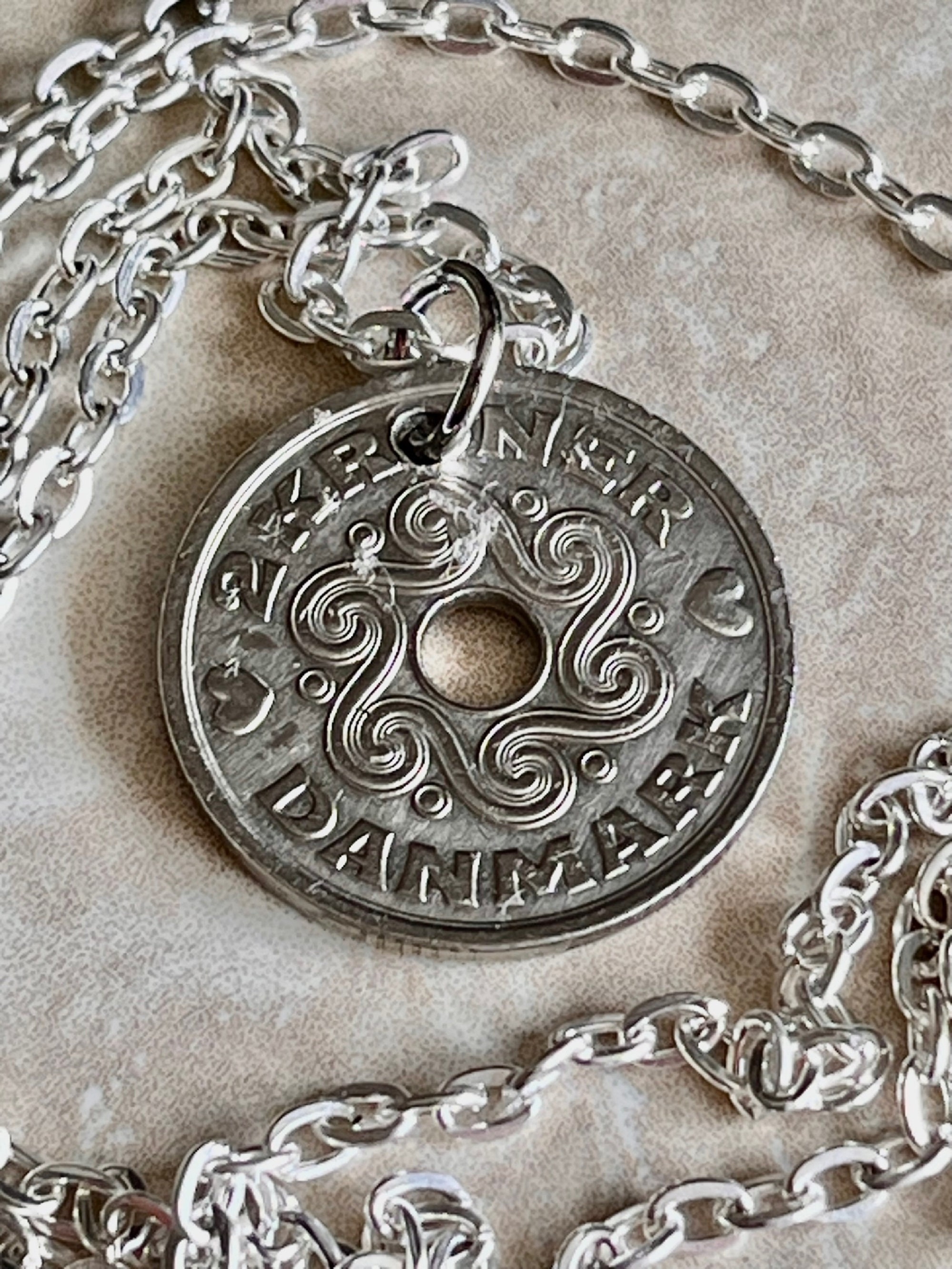 Denmark Coin Necklace Pendant 2 Kroner Danmark Jewelry Personal