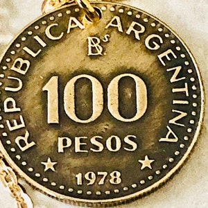 Argentina Coin Necklace Argentinian 100 Pesos Del Rio Personal Handmade Jewelry Gift Friend Charm For Him Her World Coin Collector