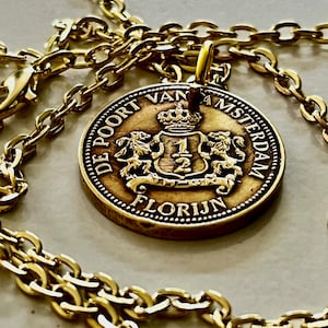 Netherlands Kingdom Beatrix ND (1981) 1/2 Florijn Token, 300 years Amsterdamse Poort  Coin Pendant Jewelry For Him Her World Coin Collector