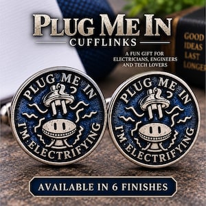 Plug Me In Cufflinks, Electrical Engineer Cuff Links, Electrician Gift, Funny Novelty Cufflinks