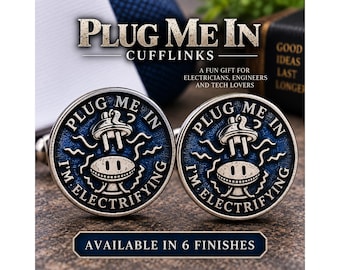 Plug Me In Cufflinks, Electrical Engineer Cuff Links, Electrician Gift, Funny Novelty Cufflinks