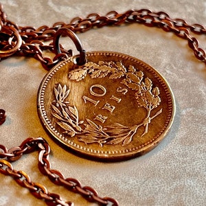 Portugal 1891 Coin Necklace Portuguese 10 Reis Pendant, Custom Made, Rare Coins, Coin Enthusiast, Fashion Accessory, Handmade