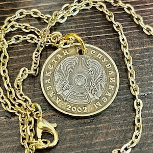Kazakhstan Coin Necklace 100 Tenge Pendants Personal Necklace Vintage Handmade Jewelry Gift Friend Charm For Him Her World Coin Collector