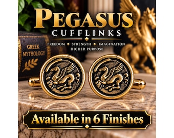 Pegasus Cufflinks, Winged Horse Cuff Links, Greek Mythology Gift, Freedom Strength Symbol, Unique Gift for Him