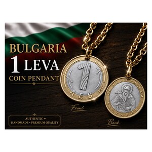 Bulgaria Coin Pendant Charm, 1 Leva Pendant Necklace, Bulgarian Vintage Coin Jewelry, Choose Your Year Gift