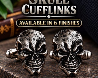 Skull Cufflinks, Gothic Cuff Links for Men, Biker Jewelry, Alternative Gift for Him