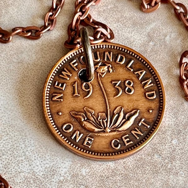 Pièce d'un penny canadien Pendentif Terre-Neuve-et-Labrador Bijoux fait main Cadeau pour ami breloque pièce de monnaie Cadeau pour lui, elle, collectionneur de pièces du monde