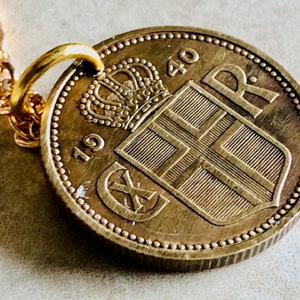 Iceland Coin Necklace 1 Krona Krona Pendant Personal Old Vintage Handmade Jewelry Gift Friend Charm For Him Her World Coin Collector