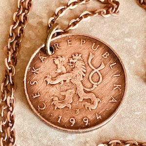 Czechoslovakia Republic Coin Pendant Necklace KC10 Personal Old Vintage Handmade Jewelry Gift Friend Charm For Him Her World Coin Collector