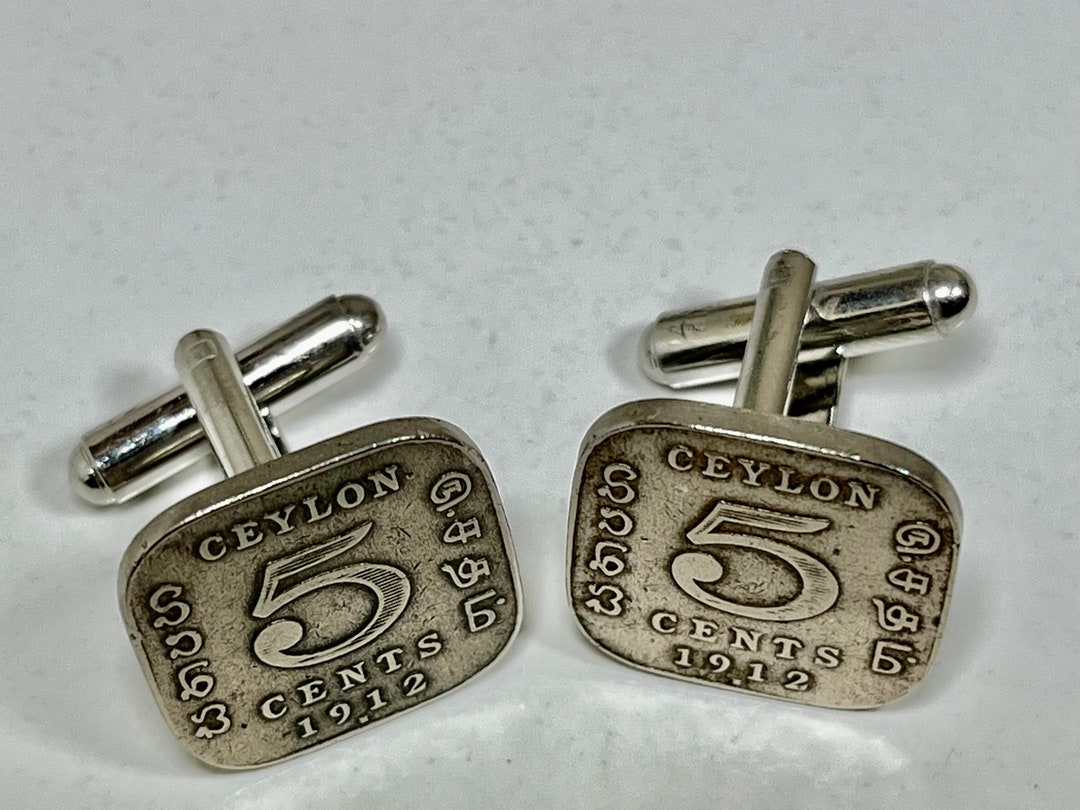Sri Lanka Coin Cufflinks Ceylon 5 Cents Personal Cufflinks Old Vintage