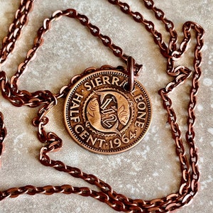 Sierra Leone Münze Anhänger African halben Cent persönliche Halskette Vintage handgemachte Schmuck Geschenk Freund Charme für ihn ihre Welt Münzsammler