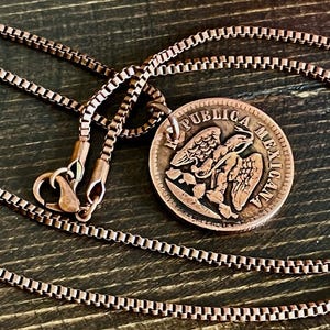 Mexico Coin Pendant – 1 Un Centavos Mexican Eagle Necklace – Vintage Handmade Jewelry – Gift for Him or Her – Old World Coin Charm