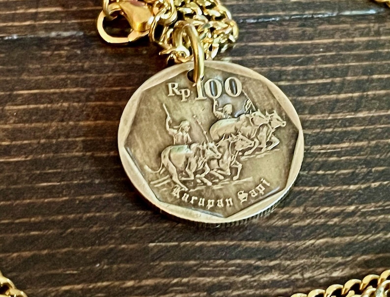 Gift Sapi Indonesia 100 Rupiah Karapan Sapi Coin Necklace | Vintage Bull Racing ...