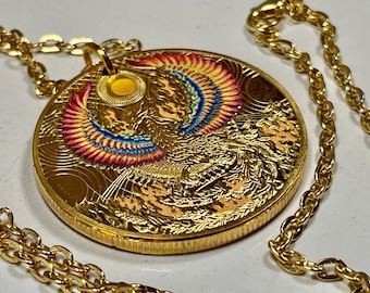 China medaillon ketting oude mythische vlammende vogel medaillon zeldzaam vind persoonlijk en beperkt aanbod feng shui geluk