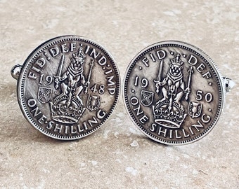 Gemelos de monedas de Escocia, joyería escocesa, gemelos personalizados, joyería hecha a mano, regalo para un amigo, amuleto para él o ella, coleccionista de monedas del mundo.