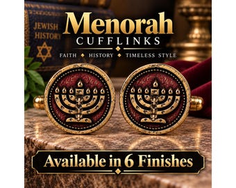 Menorah Cufflinks, Jewish Cuff Links for Men, Judaica Gift for Him, Bar Mitzvah Gift, Jewish Wedding Gift, Menorah Jewelry