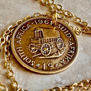 Südafrika 1 Cent Münze Africca Anhänger persönliche Halskette alte Vintage handgemachte Schmuck Geschenk Freund Charme für ihn ihre Welt Münzsammler