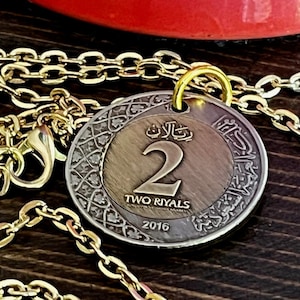Saudi Arabia Coin Necklace 2 Riyal Coin Pendant Personal Old Vintage Handmade Jewelry Gift Friend Charm For Him Her World Coin Collector